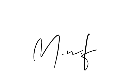 How to make M.n.f signature? Allison_Script is a professional autograph style. Create handwritten signature for M.n.f name. M.n.f signature style 2 images and pictures png