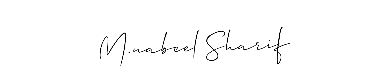 Allison_Script is a professional signature style that is perfect for those who want to add a touch of class to their signature. It is also a great choice for those who want to make their signature more unique. Get M.nabeel Sharif name to fancy signature for free. M.nabeel Sharif signature style 2 images and pictures png