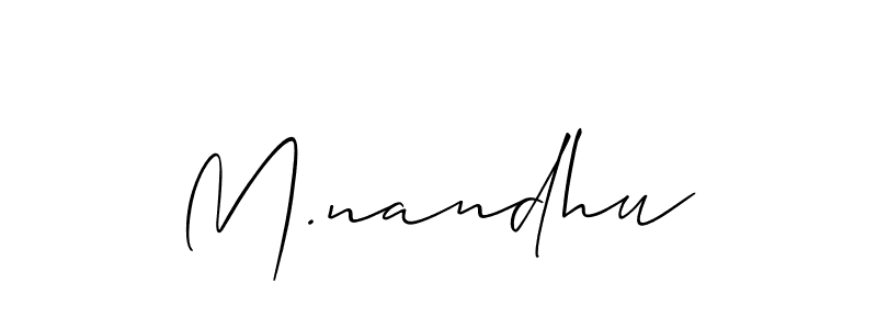 Use a signature maker to create a handwritten signature online. With this signature software, you can design (Allison_Script) your own signature for name M.nandhu. M.nandhu signature style 2 images and pictures png