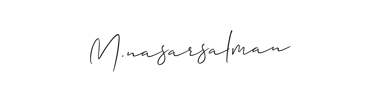 if you are searching for the best signature style for your name M.nasarsalman. so please give up your signature search. here we have designed multiple signature styles  using Allison_Script. M.nasarsalman signature style 2 images and pictures png