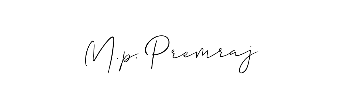 The best way (Allison_Script) to make a short signature is to pick only two or three words in your name. The name M.p. Premraj include a total of six letters. For converting this name. M.p. Premraj signature style 2 images and pictures png