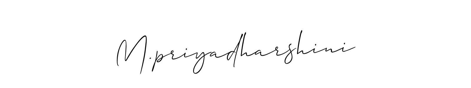 How to make M.priyadharshini name signature. Use Allison_Script style for creating short signs online. This is the latest handwritten sign. M.priyadharshini signature style 2 images and pictures png