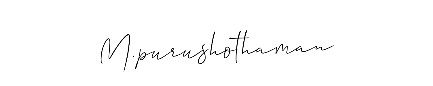 How to make M.purushothaman name signature. Use Allison_Script style for creating short signs online. This is the latest handwritten sign. M.purushothaman signature style 2 images and pictures png