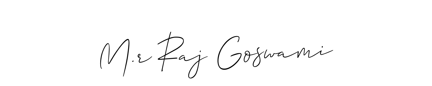 Use a signature maker to create a handwritten signature online. With this signature software, you can design (Allison_Script) your own signature for name M.r Raj Goswami. M.r Raj Goswami signature style 2 images and pictures png