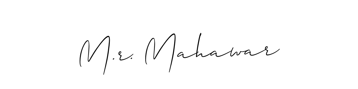 Allison_Script is a professional signature style that is perfect for those who want to add a touch of class to their signature. It is also a great choice for those who want to make their signature more unique. Get M.r. Mahawar name to fancy signature for free. M.r. Mahawar signature style 2 images and pictures png