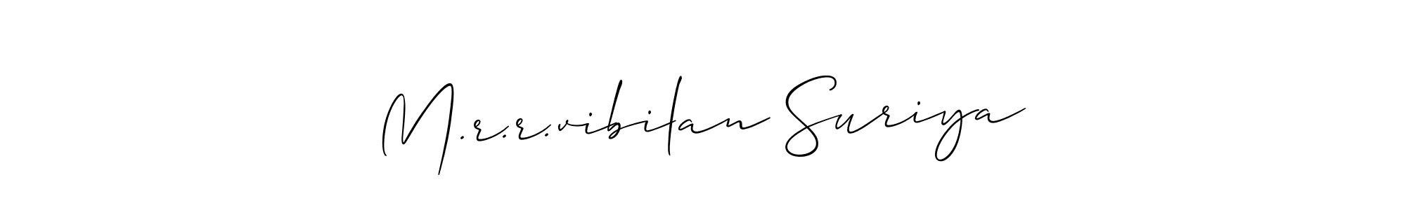 Create a beautiful signature design for name M.r.r.vibilan Suriya. With this signature (Allison_Script) fonts, you can make a handwritten signature for free. M.r.r.vibilan Suriya signature style 2 images and pictures png