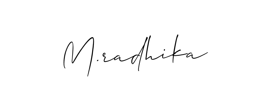 Create a beautiful signature design for name M.radhika. With this signature (Allison_Script) fonts, you can make a handwritten signature for free. M.radhika signature style 2 images and pictures png