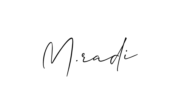 Also You can easily find your signature by using the search form. We will create M.radi name handwritten signature images for you free of cost using Allison_Script sign style. M.radi signature style 2 images and pictures png