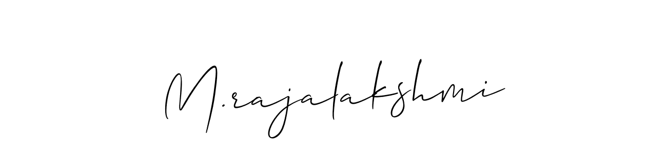 The best way (Allison_Script) to make a short signature is to pick only two or three words in your name. The name M.rajalakshmi include a total of six letters. For converting this name. M.rajalakshmi signature style 2 images and pictures png