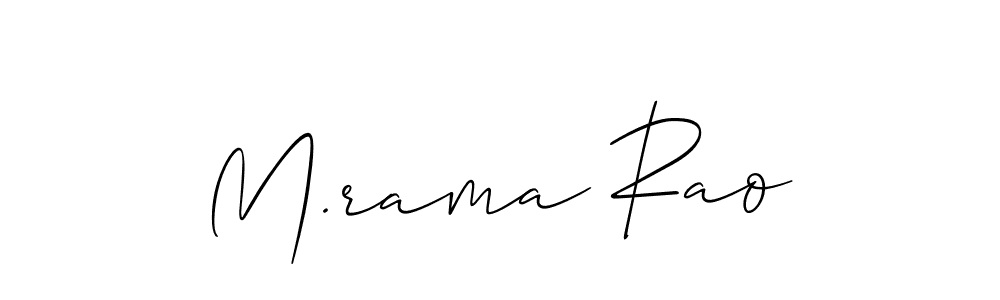 The best way (Allison_Script) to make a short signature is to pick only two or three words in your name. The name M.rama Rao include a total of six letters. For converting this name. M.rama Rao signature style 2 images and pictures png