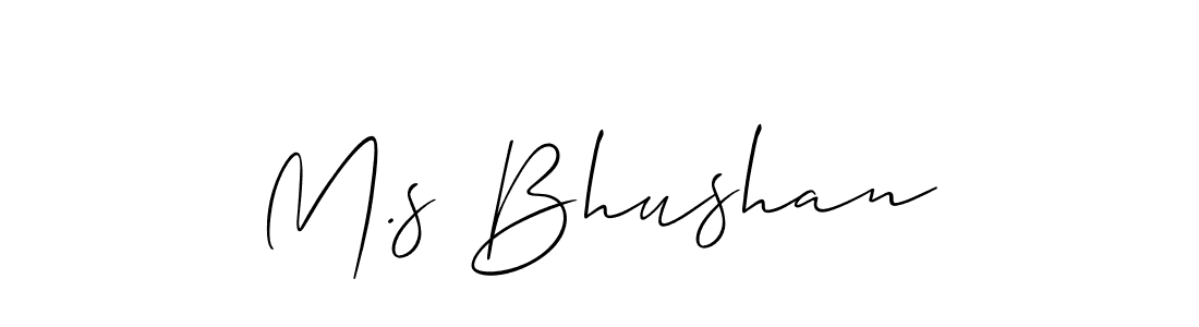 The best way (Allison_Script) to make a short signature is to pick only two or three words in your name. The name M.s Bhushan include a total of six letters. For converting this name. M.s Bhushan signature style 2 images and pictures png