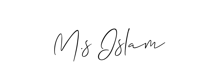 Make a beautiful signature design for name M.s Islam. With this signature (Allison_Script) style, you can create a handwritten signature for free. M.s Islam signature style 2 images and pictures png