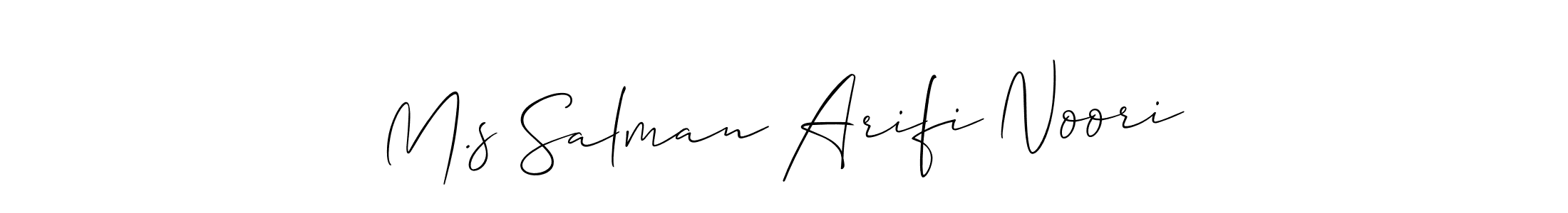 Also we have M.s Salman Arifi Noori name is the best signature style. Create professional handwritten signature collection using Allison_Script autograph style. M.s Salman Arifi Noori signature style 2 images and pictures png