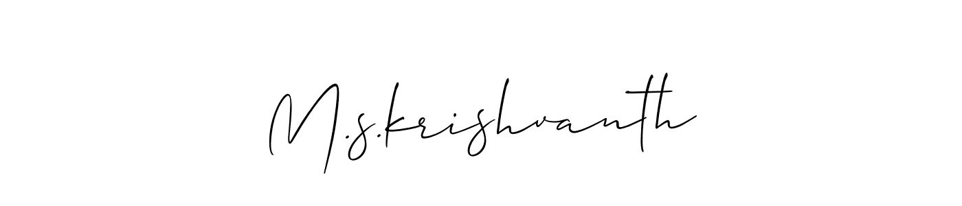 How to make M.s.krishvanth name signature. Use Allison_Script style for creating short signs online. This is the latest handwritten sign. M.s.krishvanth signature style 2 images and pictures png