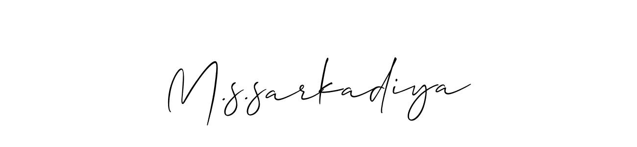 Also You can easily find your signature by using the search form. We will create M.s.sarkadiya name handwritten signature images for you free of cost using Allison_Script sign style. M.s.sarkadiya signature style 2 images and pictures png