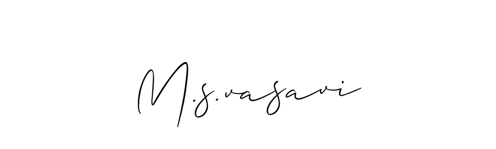 Also You can easily find your signature by using the search form. We will create M.s.vasavi name handwritten signature images for you free of cost using Allison_Script sign style. M.s.vasavi signature style 2 images and pictures png