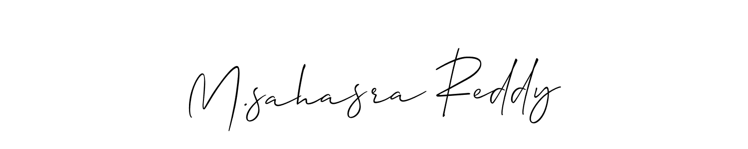 You should practise on your own different ways (Allison_Script) to write your name (M.sahasra Reddy) in signature. don't let someone else do it for you. M.sahasra Reddy signature style 2 images and pictures png