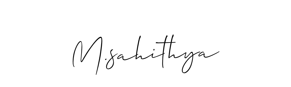 Create a beautiful signature design for name M.sahithya. With this signature (Allison_Script) fonts, you can make a handwritten signature for free. M.sahithya signature style 2 images and pictures png