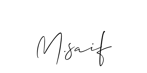 Make a beautiful signature design for name M.saif. With this signature (Allison_Script) style, you can create a handwritten signature for free. M.saif signature style 2 images and pictures png