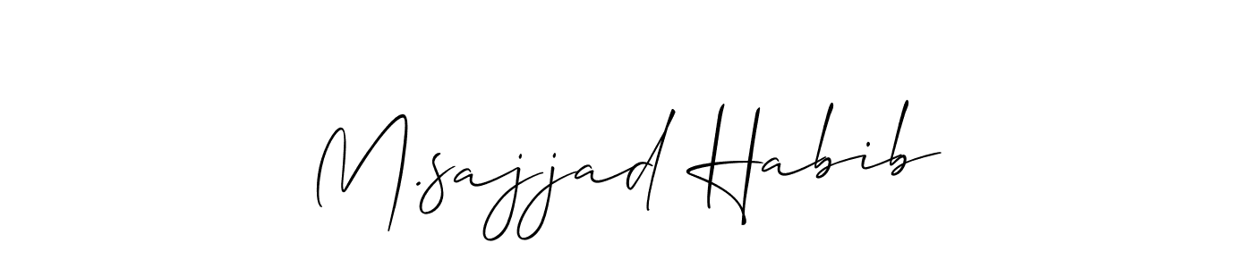 How to make M.sajjad Habib name signature. Use Allison_Script style for creating short signs online. This is the latest handwritten sign. M.sajjad Habib signature style 2 images and pictures png