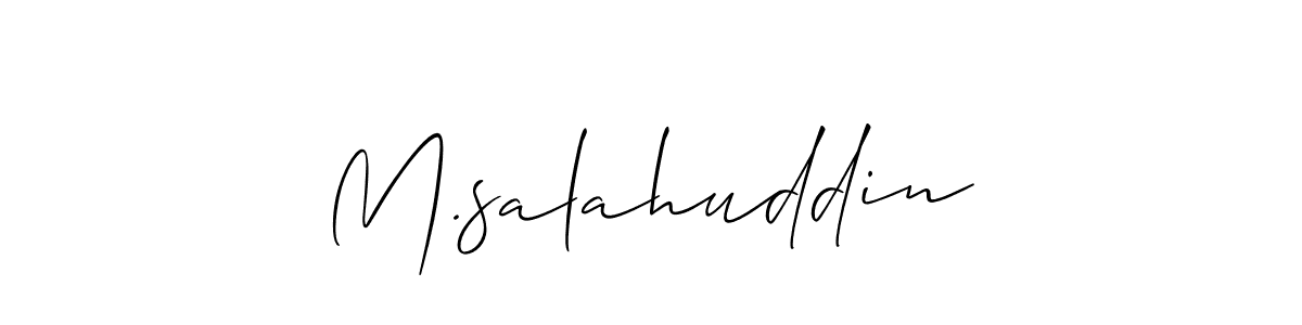 if you are searching for the best signature style for your name M.salahuddin. so please give up your signature search. here we have designed multiple signature styles  using Allison_Script. M.salahuddin signature style 2 images and pictures png