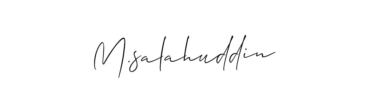 The best way (Allison_Script) to make a short signature is to pick only two or three words in your name. The name M.salahuddin include a total of six letters. For converting this name. M.salahuddin signature style 2 images and pictures png