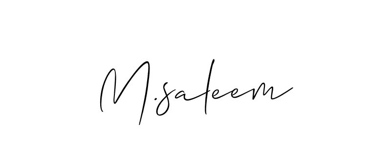 The best way (Allison_Script) to make a short signature is to pick only two or three words in your name. The name M.saleem include a total of six letters. For converting this name. M.saleem signature style 2 images and pictures png