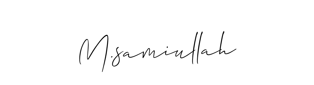 Allison_Script is a professional signature style that is perfect for those who want to add a touch of class to their signature. It is also a great choice for those who want to make their signature more unique. Get M.samiullah name to fancy signature for free. M.samiullah signature style 2 images and pictures png