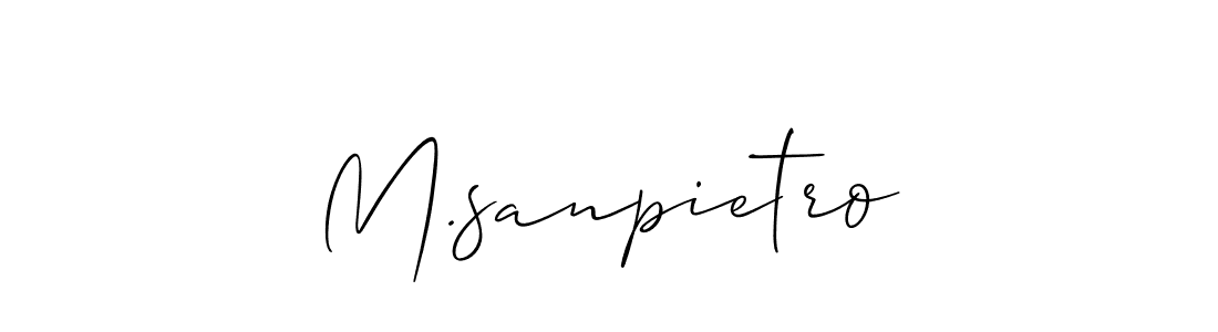 The best way (Allison_Script) to make a short signature is to pick only two or three words in your name. The name M.sanpietro include a total of six letters. For converting this name. M.sanpietro signature style 2 images and pictures png