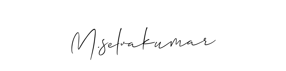 The best way (Allison_Script) to make a short signature is to pick only two or three words in your name. The name M.selvakumar include a total of six letters. For converting this name. M.selvakumar signature style 2 images and pictures png