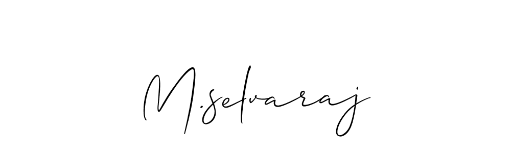 Use a signature maker to create a handwritten signature online. With this signature software, you can design (Allison_Script) your own signature for name M.selvaraj. M.selvaraj signature style 2 images and pictures png