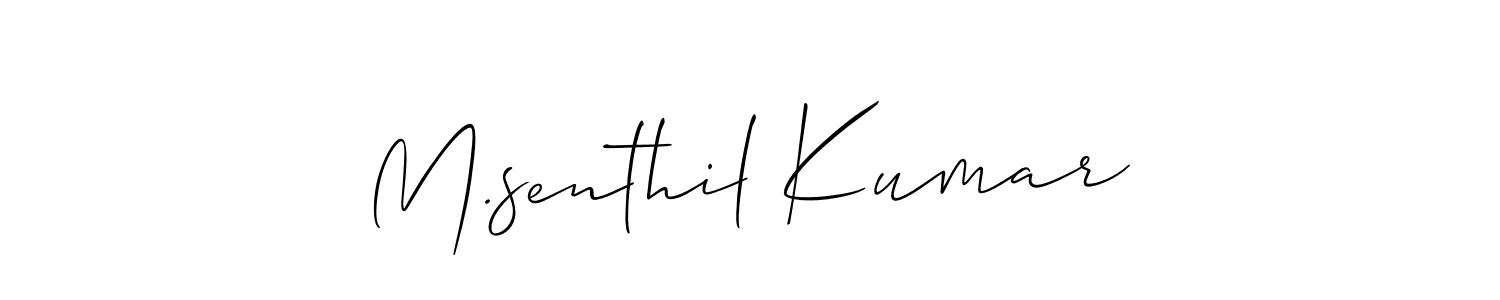 Also You can easily find your signature by using the search form. We will create M.senthil Kumar name handwritten signature images for you free of cost using Allison_Script sign style. M.senthil Kumar signature style 2 images and pictures png