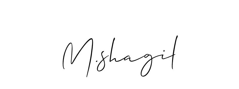 You should practise on your own different ways (Allison_Script) to write your name (M.shagil) in signature. don't let someone else do it for you. M.shagil signature style 2 images and pictures png