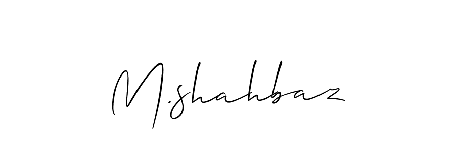 The best way (Allison_Script) to make a short signature is to pick only two or three words in your name. The name M.shahbaz include a total of six letters. For converting this name. M.shahbaz signature style 2 images and pictures png