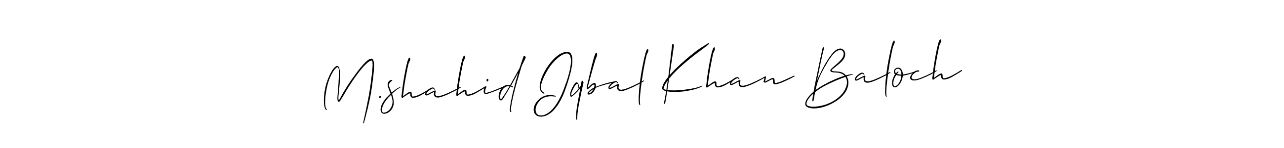 Create a beautiful signature design for name M.shahid Iqbal Khan Baloch. With this signature (Allison_Script) fonts, you can make a handwritten signature for free. M.shahid Iqbal Khan Baloch signature style 2 images and pictures png