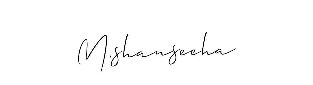 Make a short M.shanseeha signature style. Manage your documents anywhere anytime using Allison_Script. Create and add eSignatures, submit forms, share and send files easily. M.shanseeha signature style 2 images and pictures png