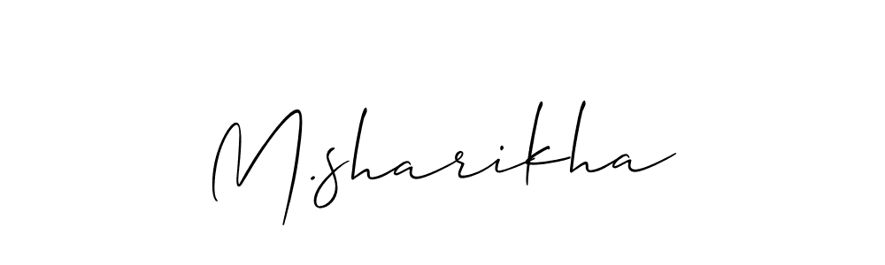 The best way (Allison_Script) to make a short signature is to pick only two or three words in your name. The name M.sharikha include a total of six letters. For converting this name. M.sharikha signature style 2 images and pictures png