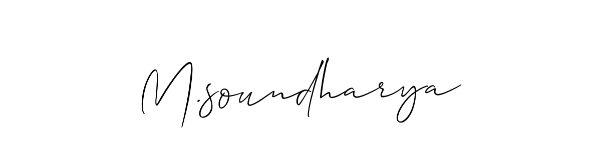 Also we have M.soundharya name is the best signature style. Create professional handwritten signature collection using Allison_Script autograph style. M.soundharya signature style 2 images and pictures png