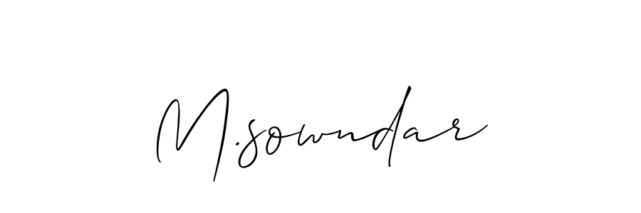 You should practise on your own different ways (Allison_Script) to write your name (M.sowndar) in signature. don't let someone else do it for you. M.sowndar signature style 2 images and pictures png