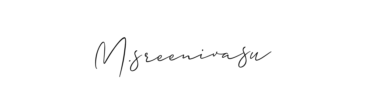 The best way (Allison_Script) to make a short signature is to pick only two or three words in your name. The name M.sreenivasu include a total of six letters. For converting this name. M.sreenivasu signature style 2 images and pictures png