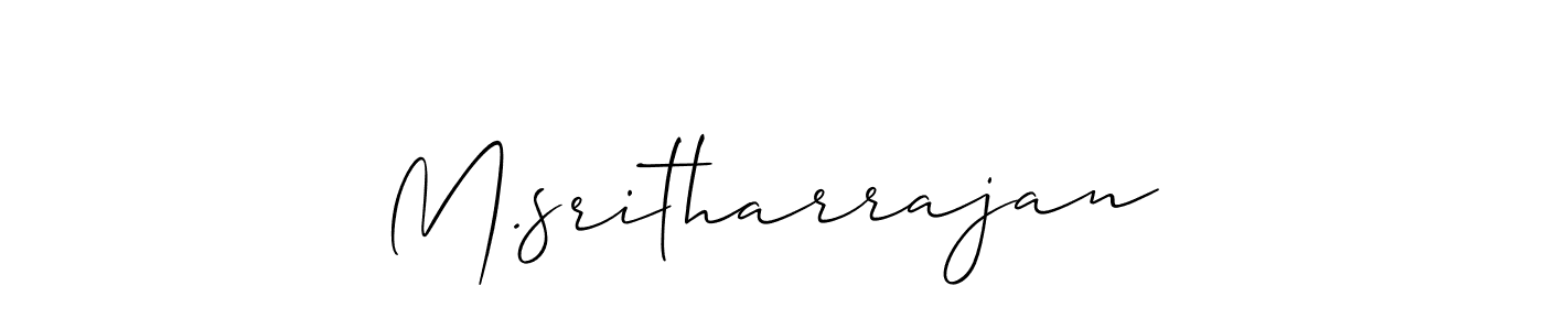 The best way (Allison_Script) to make a short signature is to pick only two or three words in your name. The name M.sritharrajan include a total of six letters. For converting this name. M.sritharrajan signature style 2 images and pictures png