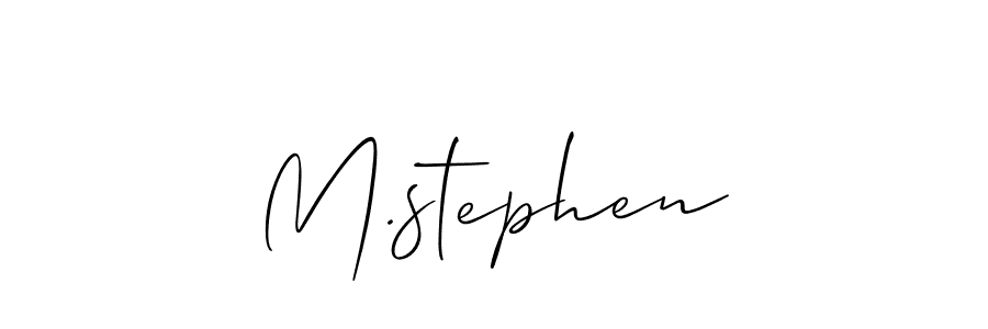 The best way (Allison_Script) to make a short signature is to pick only two or three words in your name. The name M.stephen include a total of six letters. For converting this name. M.stephen signature style 2 images and pictures png
