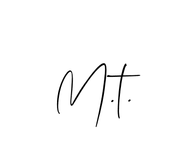 Make a beautiful signature design for name M.t.. With this signature (Allison_Script) style, you can create a handwritten signature for free. M.t. signature style 2 images and pictures png