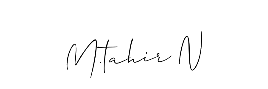 The best way (Allison_Script) to make a short signature is to pick only two or three words in your name. The name M.tahir N include a total of six letters. For converting this name. M.tahir N signature style 2 images and pictures png