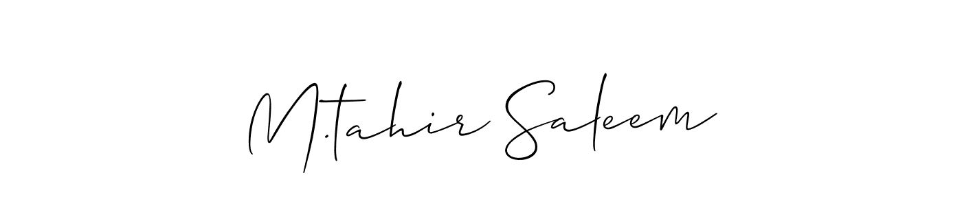 Allison_Script is a professional signature style that is perfect for those who want to add a touch of class to their signature. It is also a great choice for those who want to make their signature more unique. Get M.tahir Saleem name to fancy signature for free. M.tahir Saleem signature style 2 images and pictures png