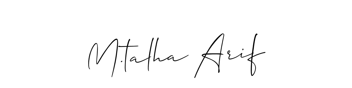 You should practise on your own different ways (Allison_Script) to write your name (M.talha Arif) in signature. don't let someone else do it for you. M.talha Arif signature style 2 images and pictures png