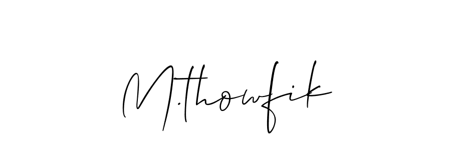 How to Draw M.thowfik signature style? Allison_Script is a latest design signature styles for name M.thowfik. M.thowfik signature style 2 images and pictures png