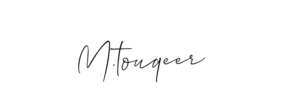 Make a short M.touqeer signature style. Manage your documents anywhere anytime using Allison_Script. Create and add eSignatures, submit forms, share and send files easily. M.touqeer signature style 2 images and pictures png