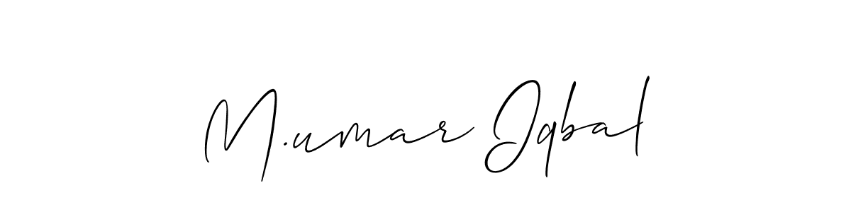 The best way (Allison_Script) to make a short signature is to pick only two or three words in your name. The name M.umar Iqbal include a total of six letters. For converting this name. M.umar Iqbal signature style 2 images and pictures png