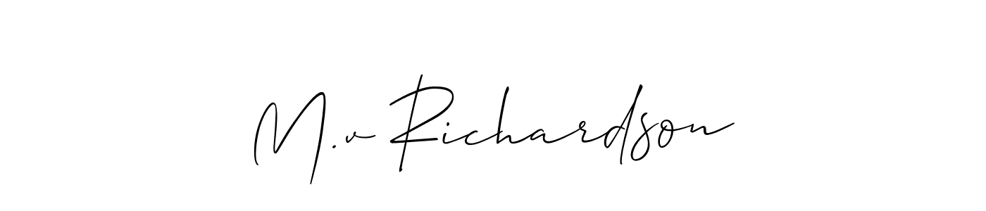 Also You can easily find your signature by using the search form. We will create M.v Richardson name handwritten signature images for you free of cost using Allison_Script sign style. M.v Richardson signature style 2 images and pictures png